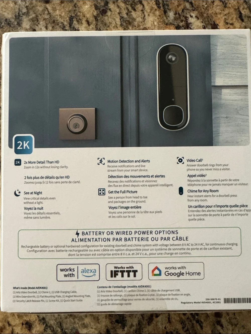 NWT - Arlo 2nd Generation Video Doorbell in White & Black – 2K with Chime 2